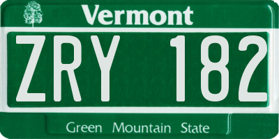 VT license plate ZRY182