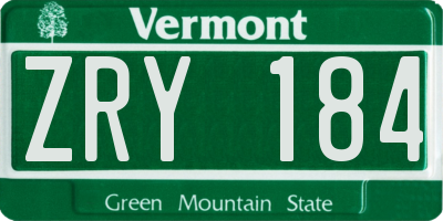 VT license plate ZRY184