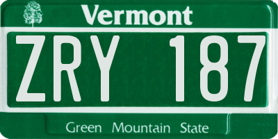 VT license plate ZRY187