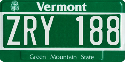 VT license plate ZRY188