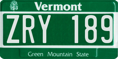 VT license plate ZRY189