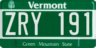 VT license plate ZRY191