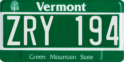 VT license plate ZRY194