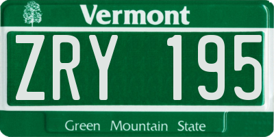 VT license plate ZRY195