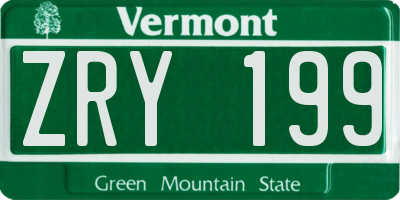 VT license plate ZRY199