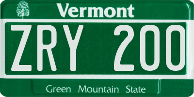 VT license plate ZRY200
