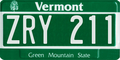 VT license plate ZRY211