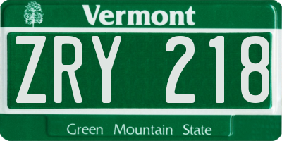 VT license plate ZRY218