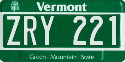 VT license plate ZRY221
