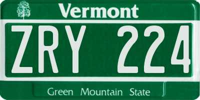 VT license plate ZRY224
