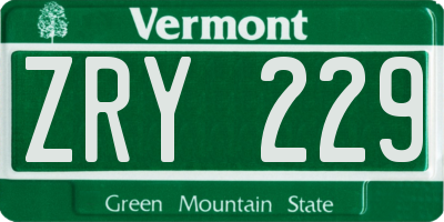 VT license plate ZRY229