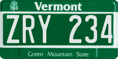 VT license plate ZRY234