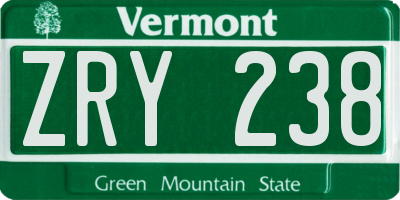 VT license plate ZRY238
