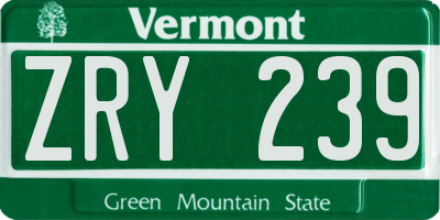VT license plate ZRY239