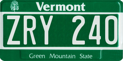 VT license plate ZRY240