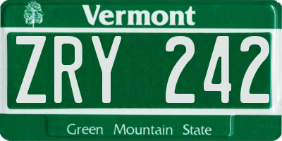 VT license plate ZRY242
