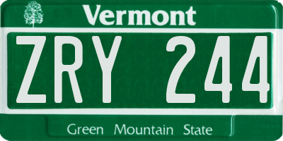 VT license plate ZRY244