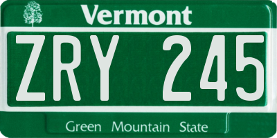 VT license plate ZRY245