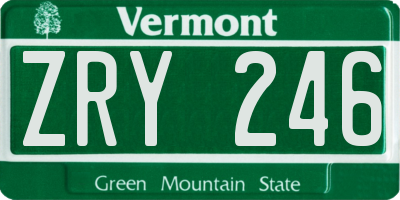 VT license plate ZRY246