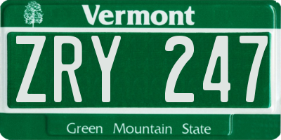 VT license plate ZRY247