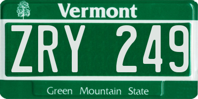VT license plate ZRY249