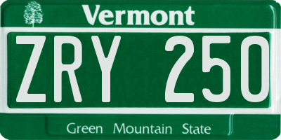VT license plate ZRY250