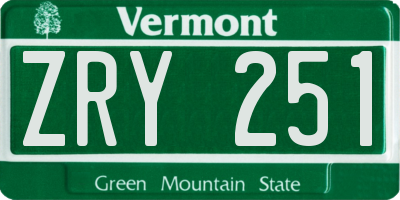 VT license plate ZRY251