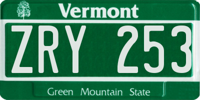 VT license plate ZRY253
