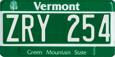 VT license plate ZRY254