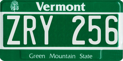 VT license plate ZRY256