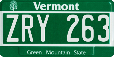 VT license plate ZRY263