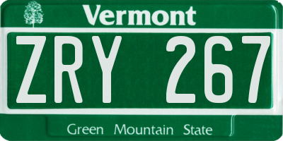 VT license plate ZRY267