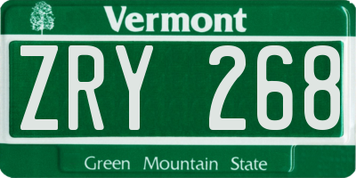 VT license plate ZRY268