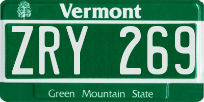 VT license plate ZRY269