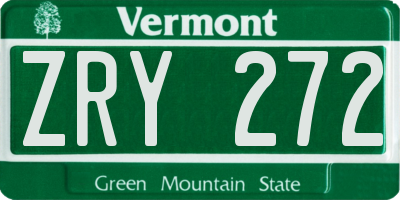VT license plate ZRY272