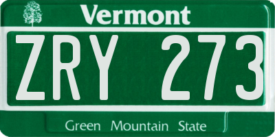 VT license plate ZRY273