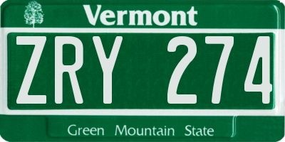 VT license plate ZRY274