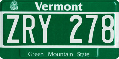 VT license plate ZRY278