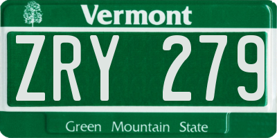 VT license plate ZRY279