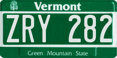 VT license plate ZRY282