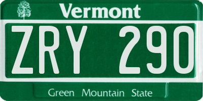 VT license plate ZRY290