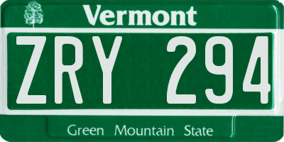 VT license plate ZRY294