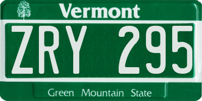 VT license plate ZRY295