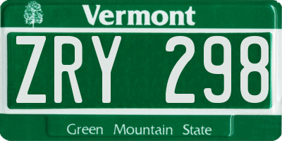 VT license plate ZRY298
