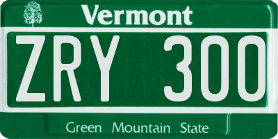 VT license plate ZRY300