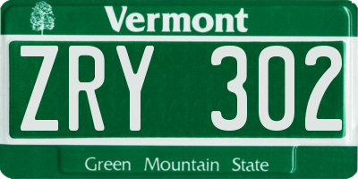 VT license plate ZRY302
