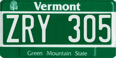 VT license plate ZRY305