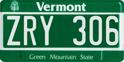 VT license plate ZRY306