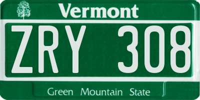 VT license plate ZRY308