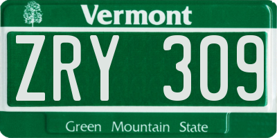 VT license plate ZRY309